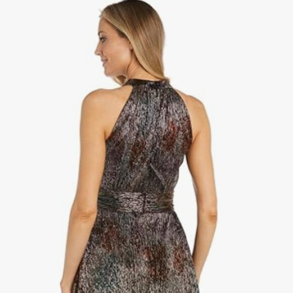 R&M Richards Womens Maxi Metallic Evening Dress - Picture 2 of 3